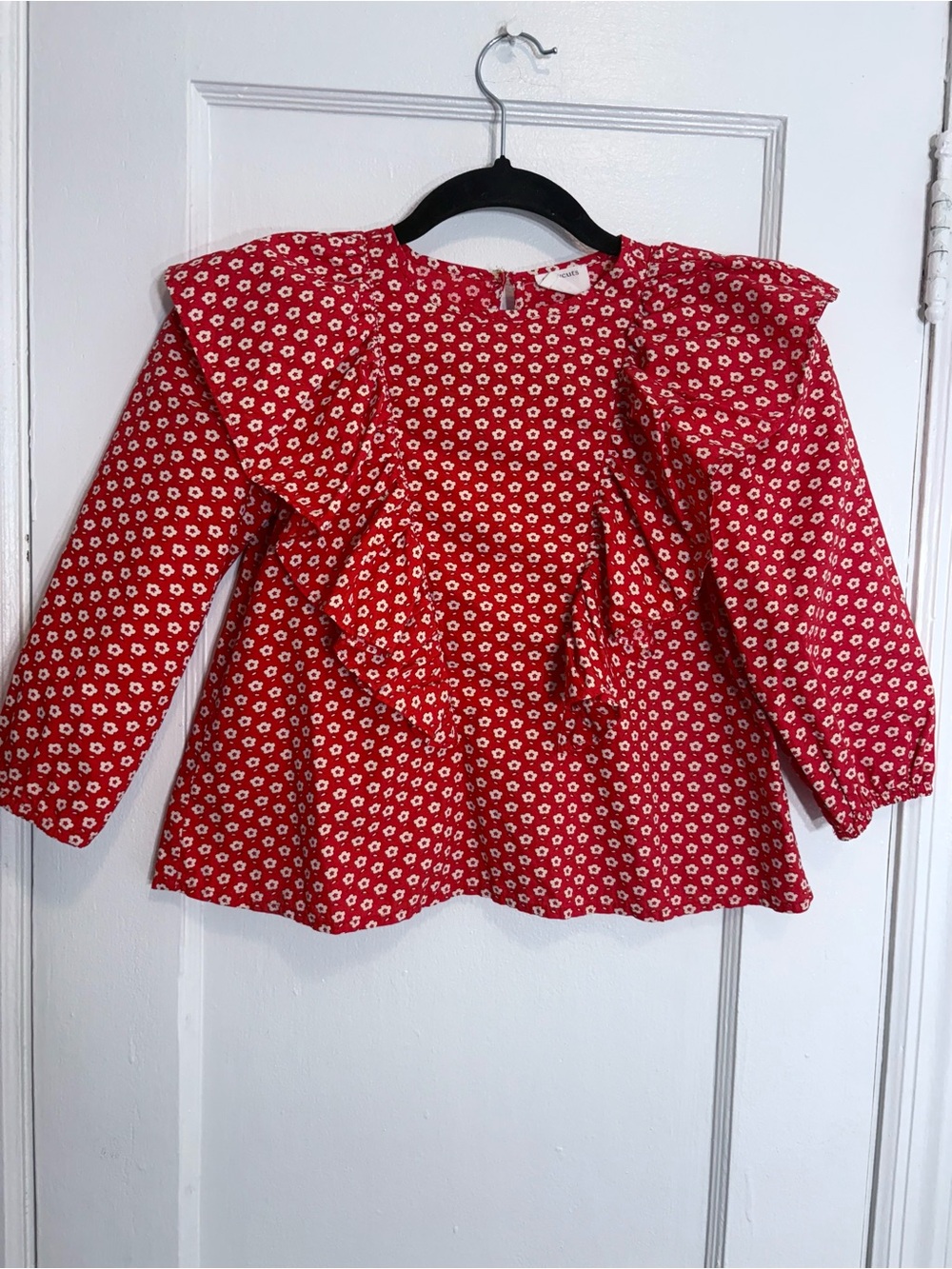 Crewcuts Red Floral Ruffle Blouse - Picture 2 of 8